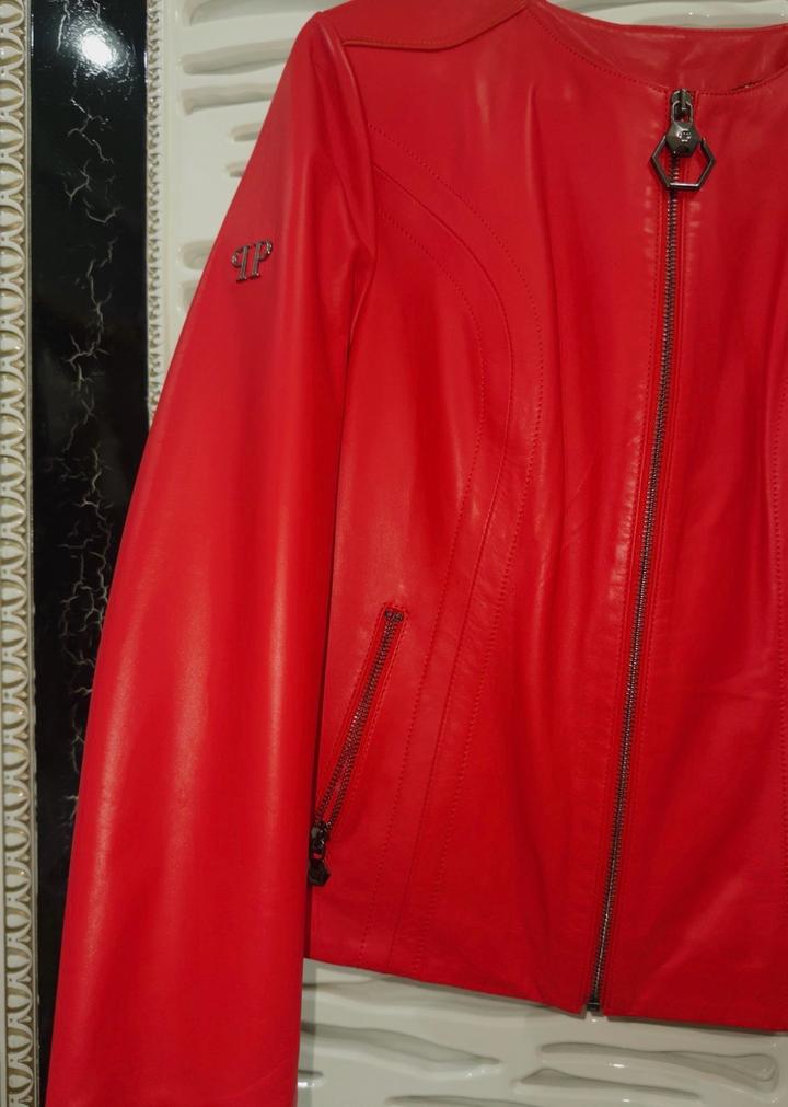 Коженная куртка кораловая Philipp Plein