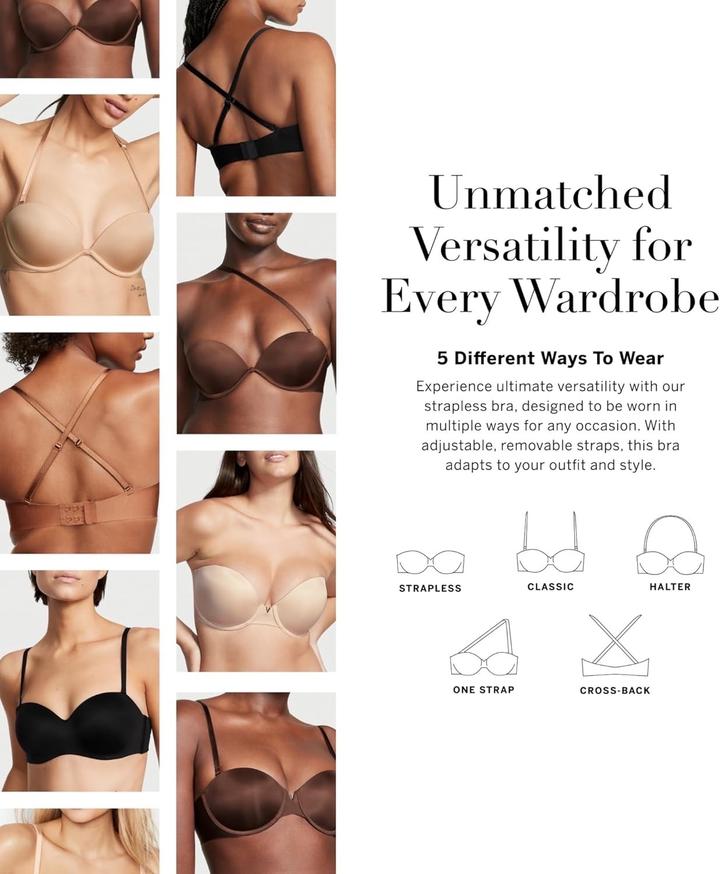 Чёрный бюстгальтер пуш-ап со съёмными лямкаии Victoria Secret 32D/70D