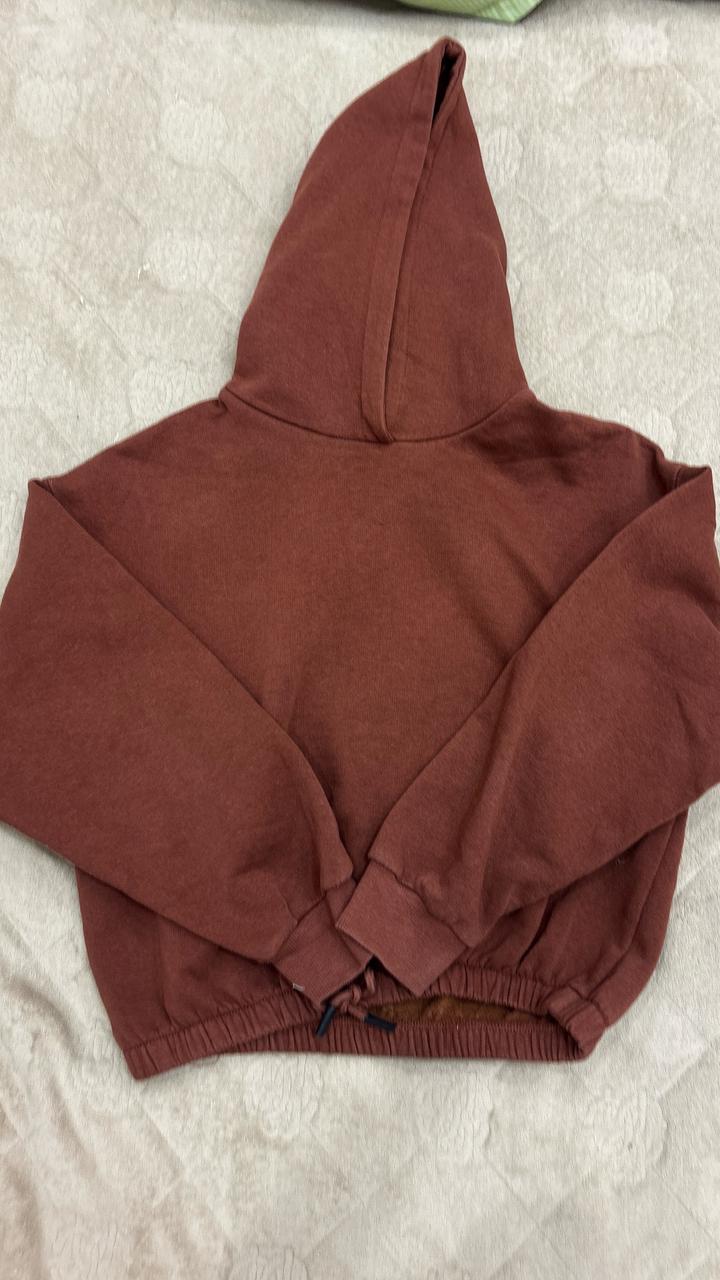 Коричневое укороченное худи zara