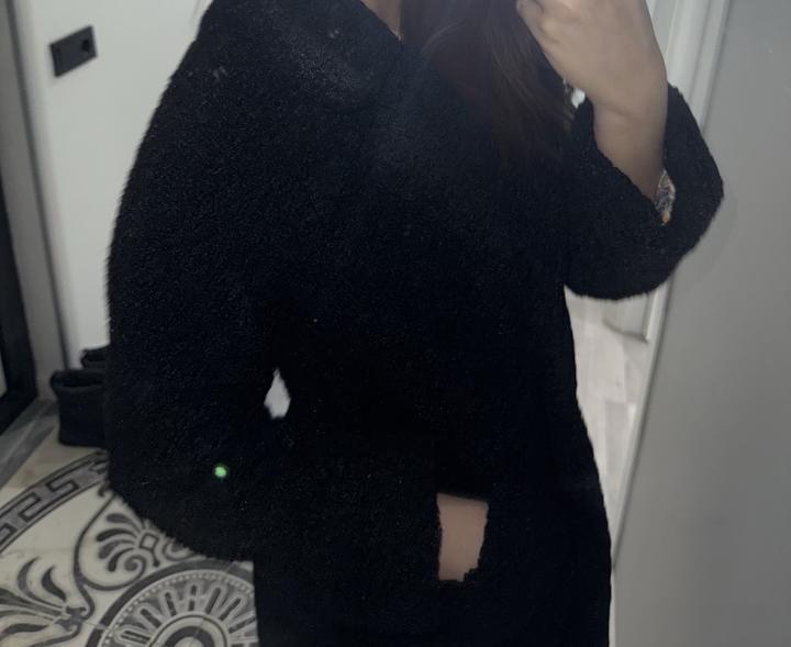 Тедди пальто черное S