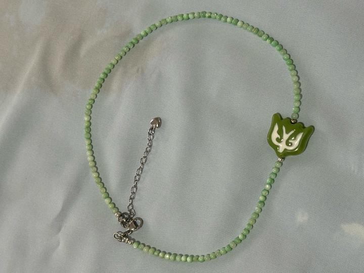 Колье Қарлығаш длина 38 см латунь, керамика