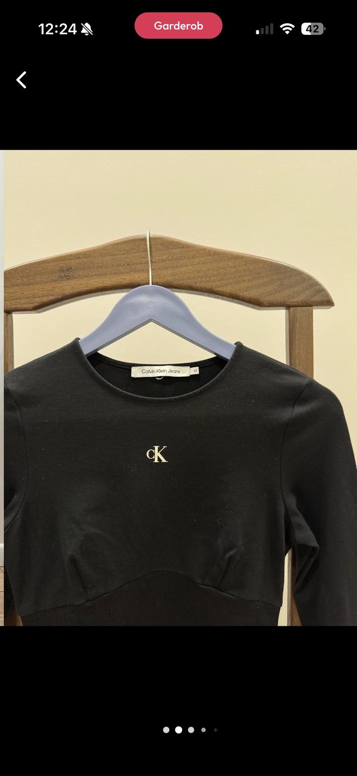 Черное платье мини Calvin Klein трикотаж, размер XS