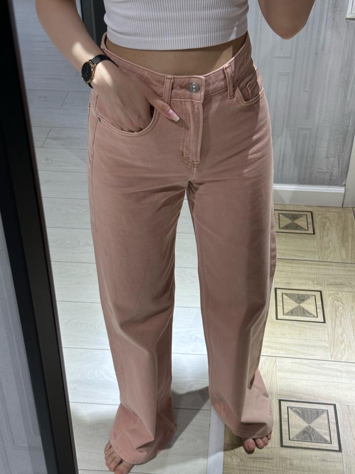 Джинсы пудровые wide leg