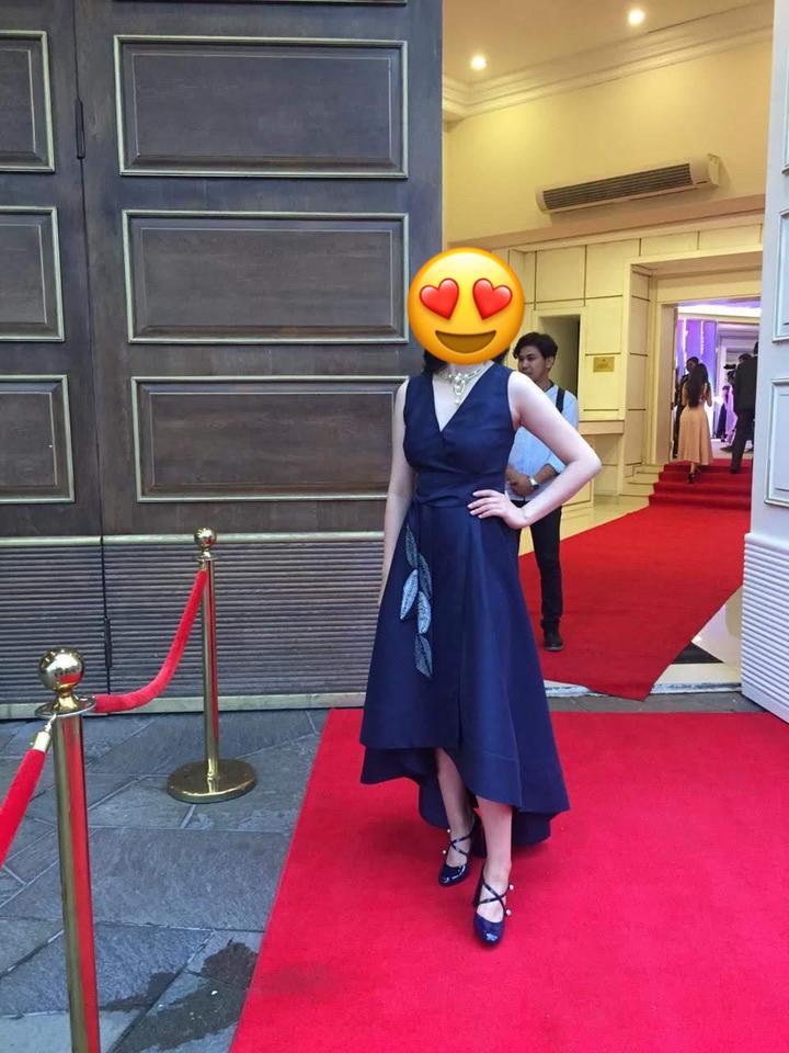 Темно синее платье ручной работы