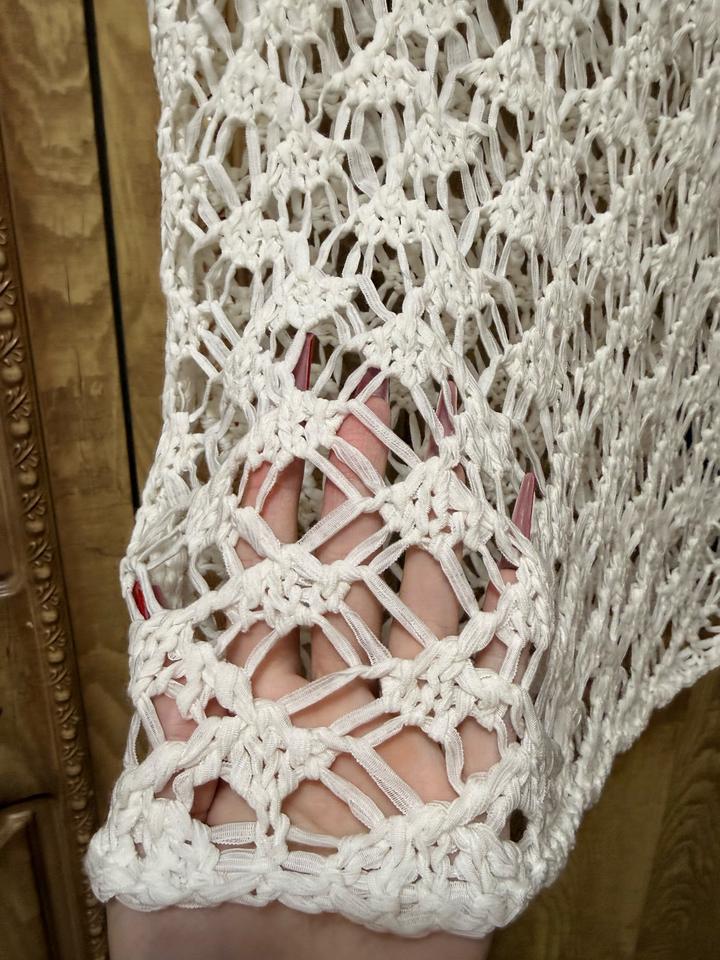 Белая ажурная майка-сетка / вязаная майка boho
