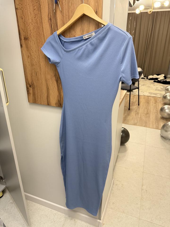 Голубое платье повседневная