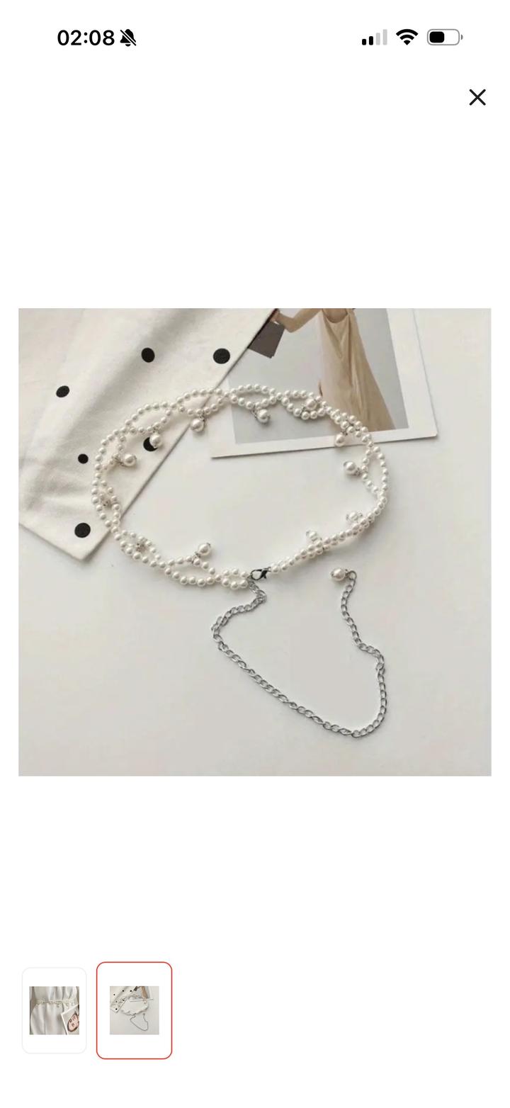 Ремень цепочка на тело жемчужная