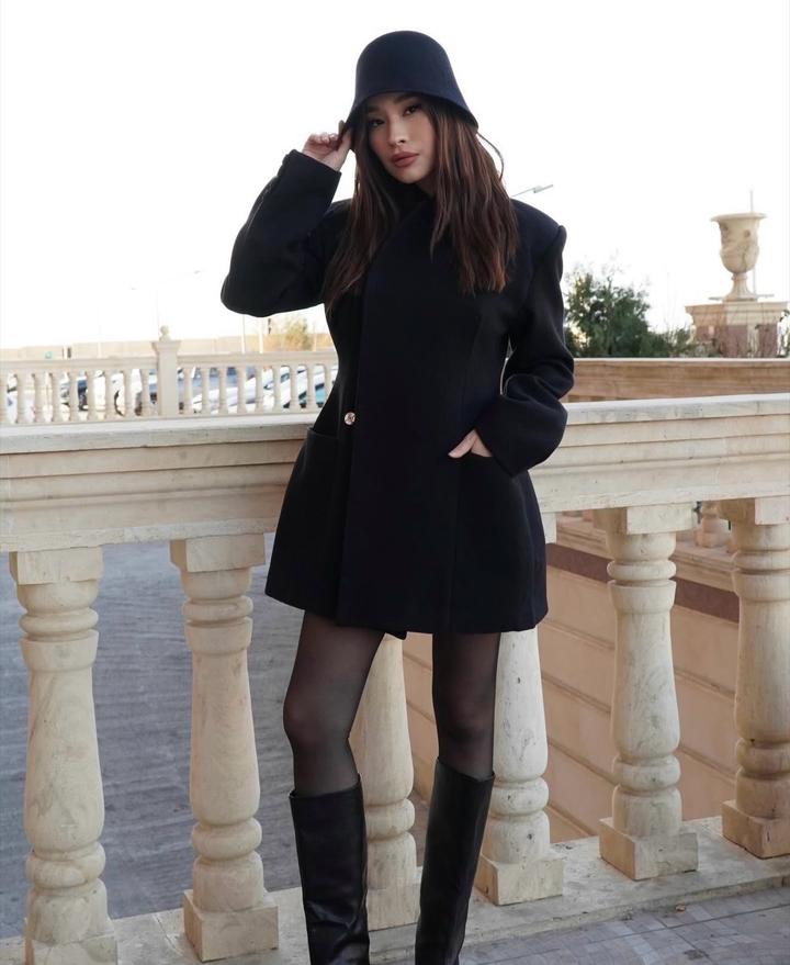 черное притальенное пальто пиджак от chia.kz