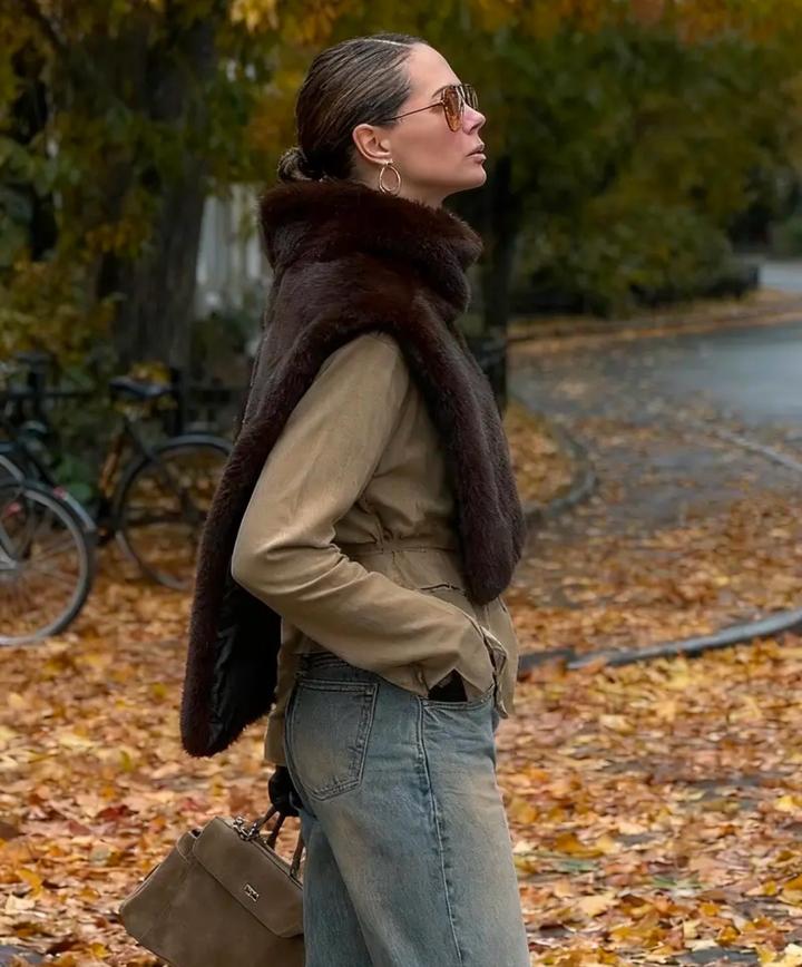 Трендовая меховая манишка из эко норки