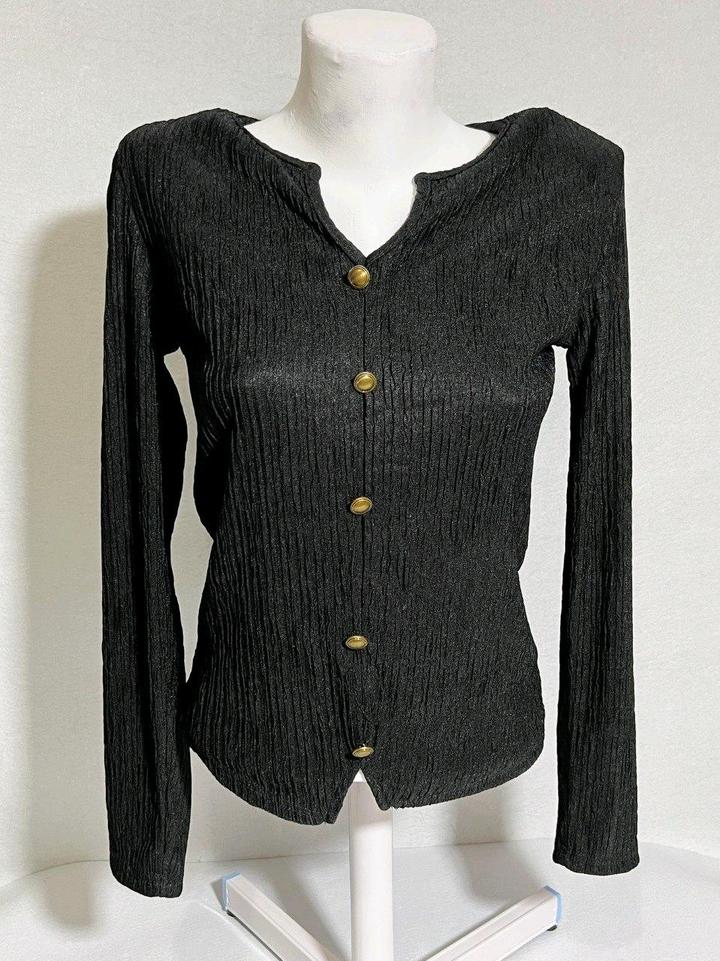 Новый черный топ блузка S р 42-44 с блеском офисный casual textured рубашка