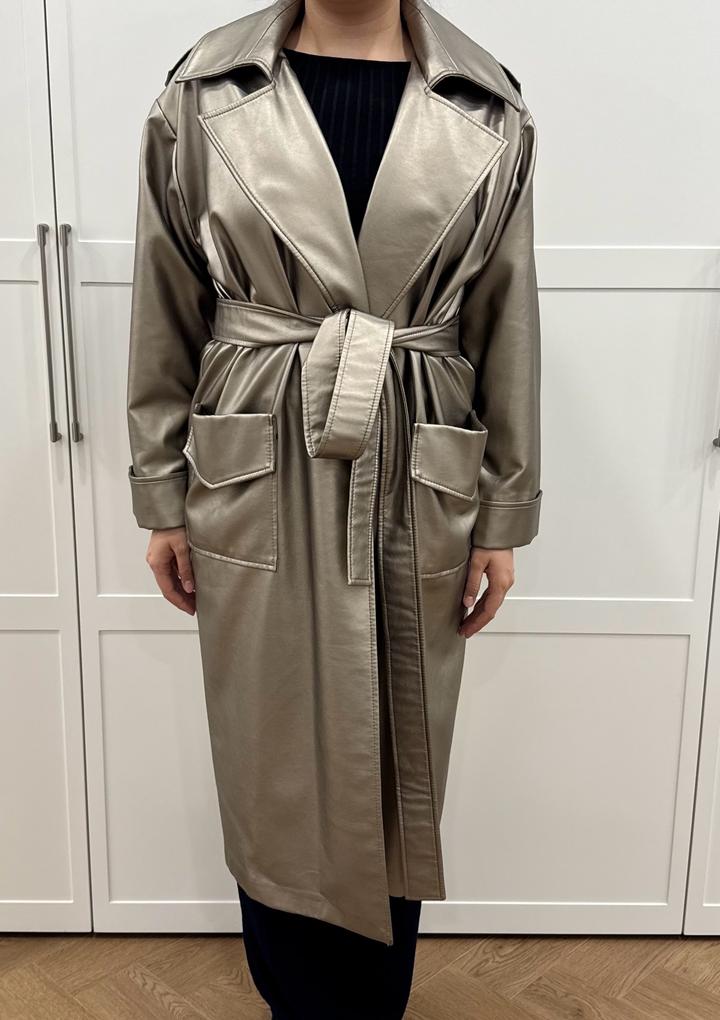 Пальто тренч металлик, free size