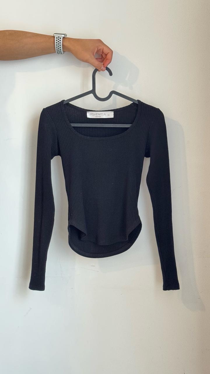 Хлопковый лонгслив в рубчик