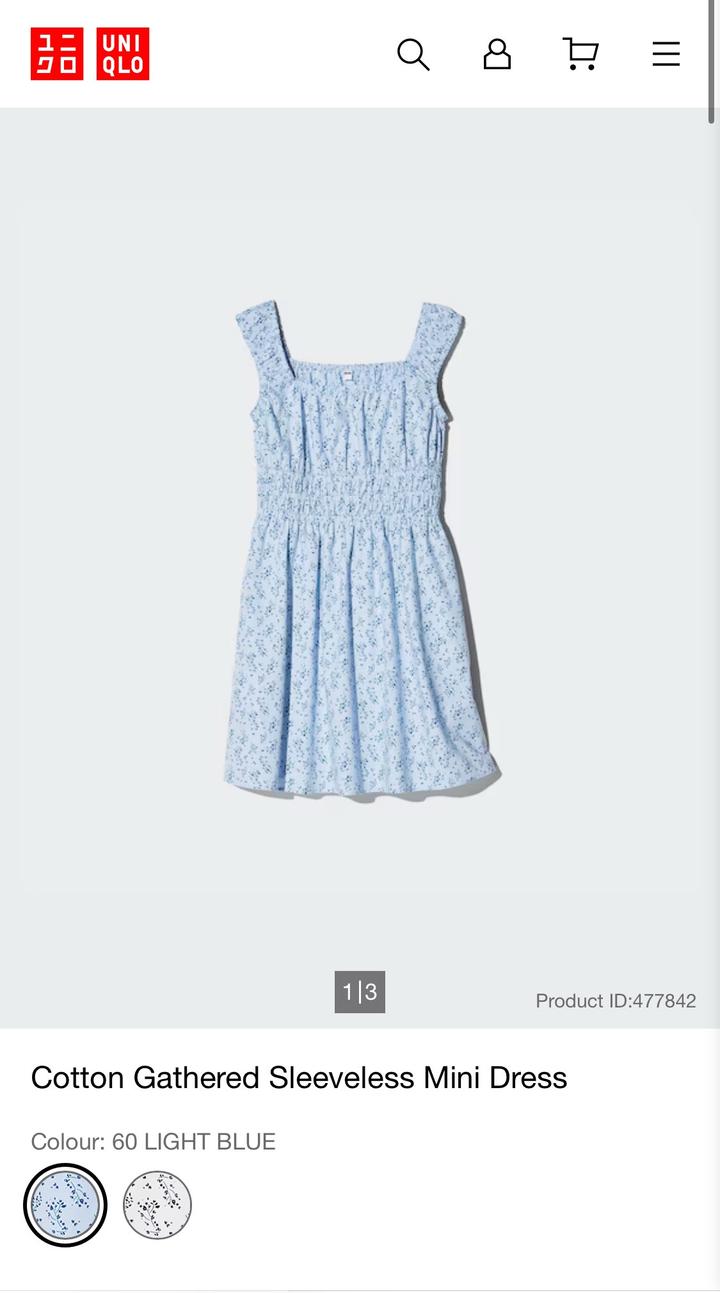 Платье UNIQLO Cotton Gathered Sleeveless Mini Dress