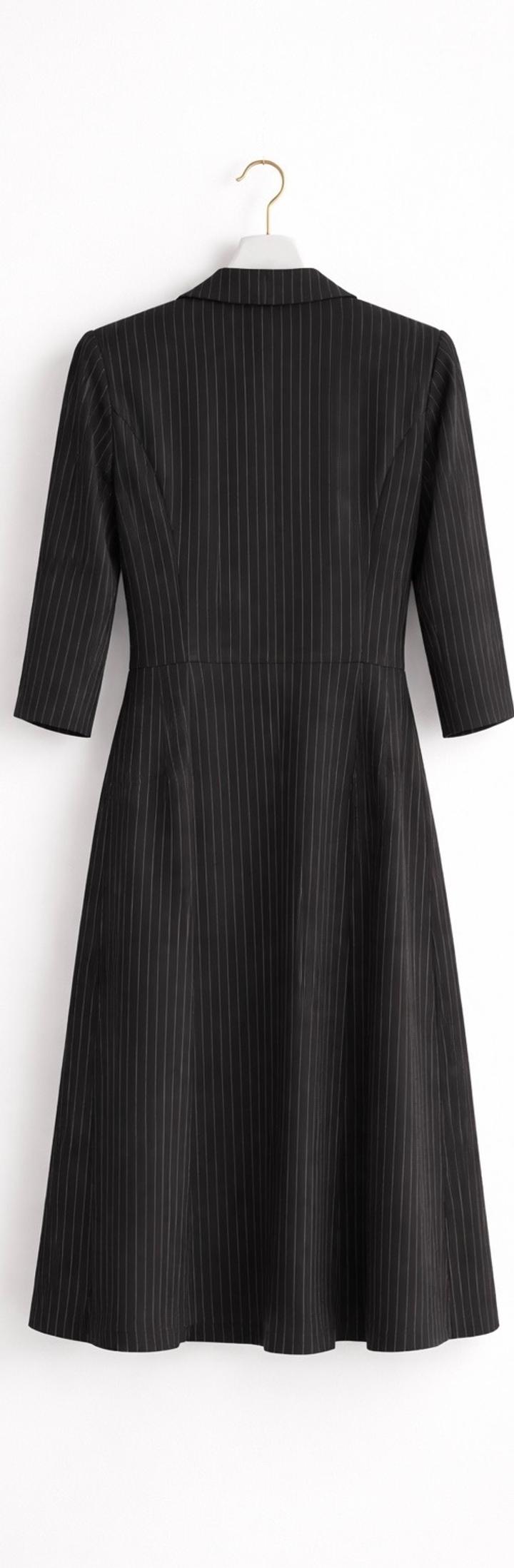 Стильное офисное платье-пиджак в полоску