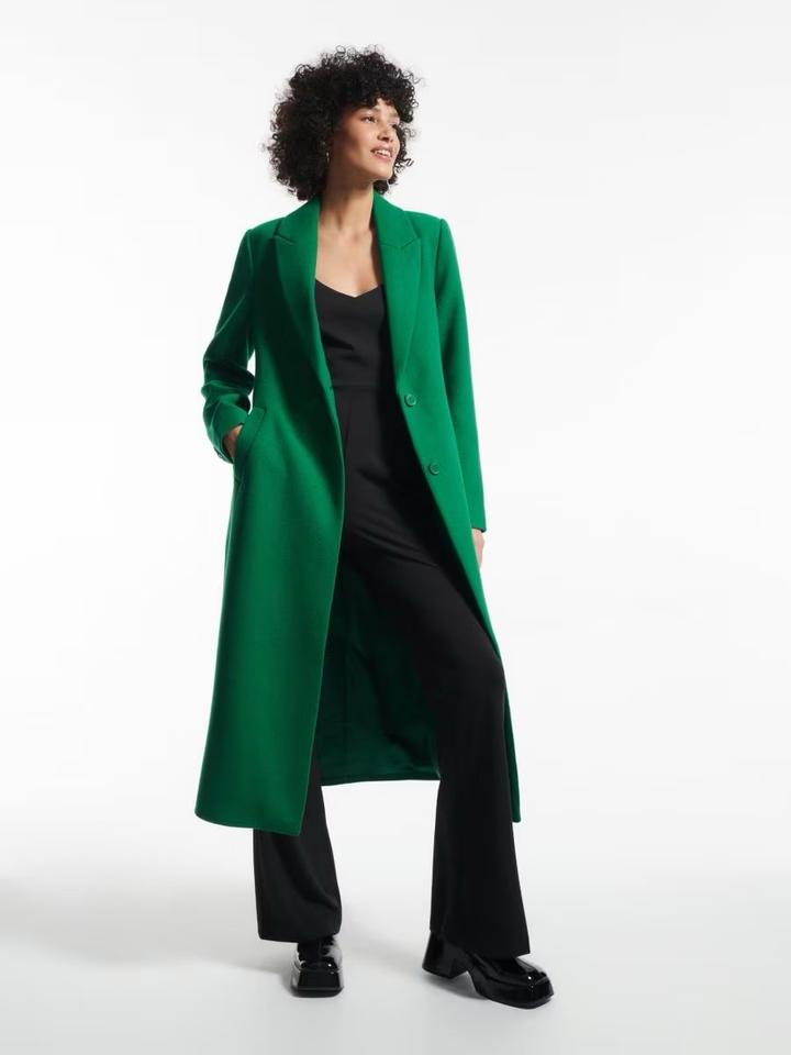 Пальто длинное зеленое