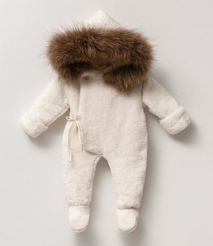 Плюшевый комбинезон с опушкой от Nipperland, размер 68-74