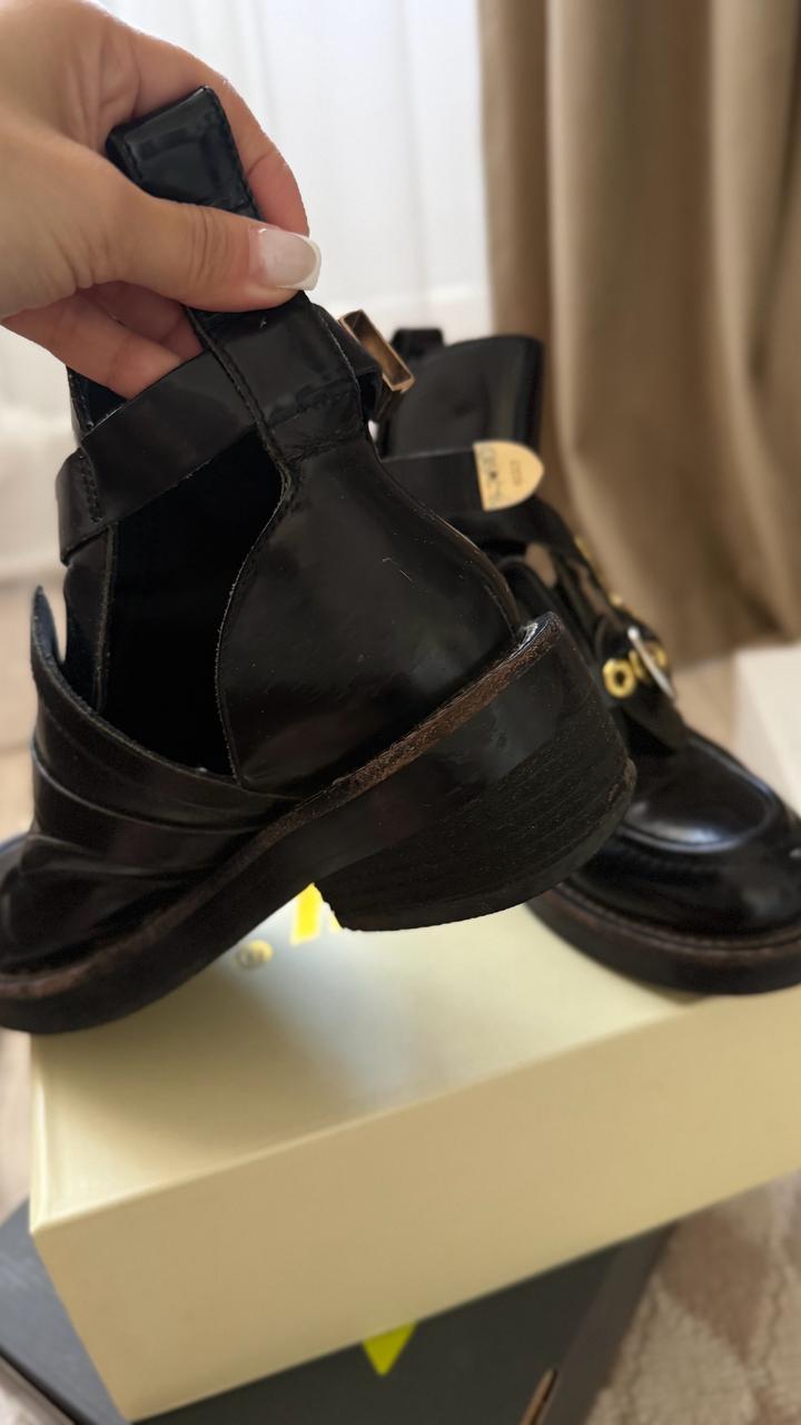 Черные ботинки balenciaga кожа натуральная