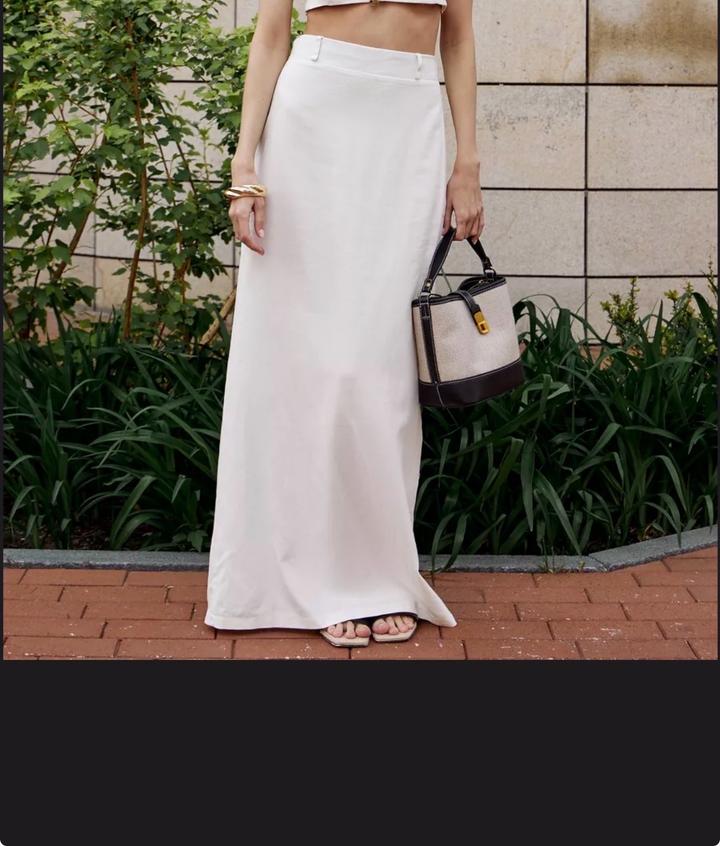 Белая льняная юбка