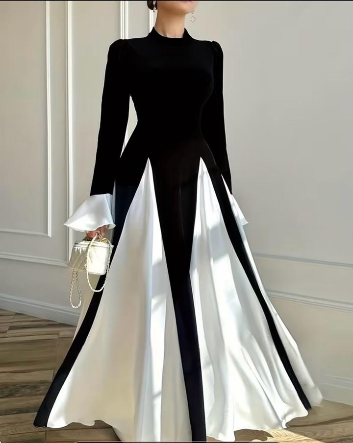 Черно белый платье