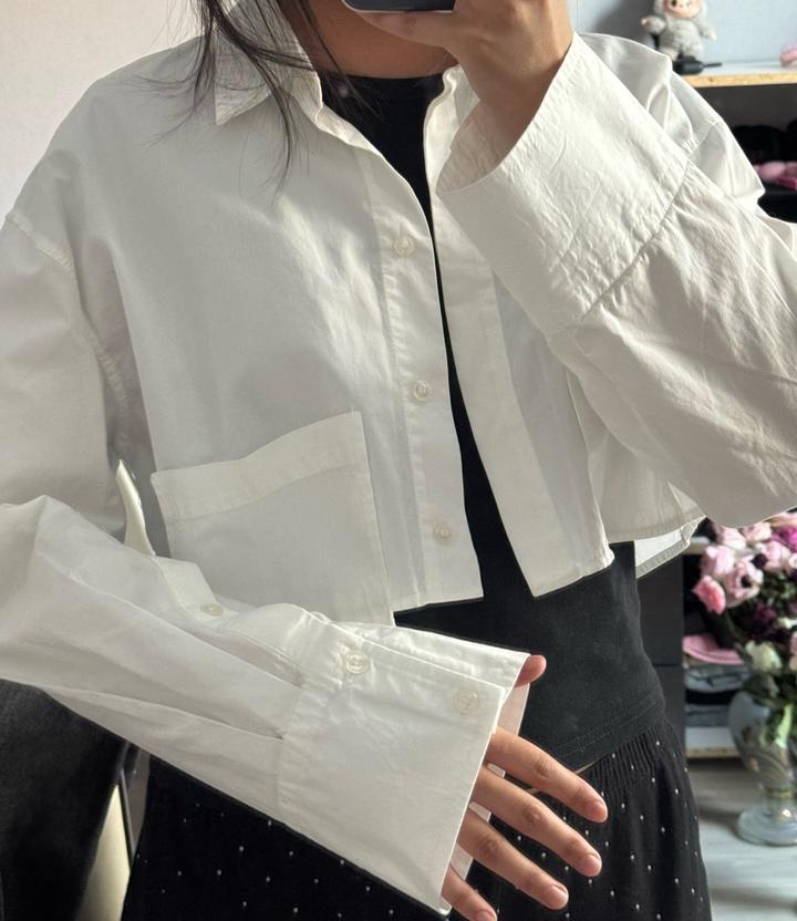ZARA Новая белая укороченная рубашка / летняя рубашка / oversize style
