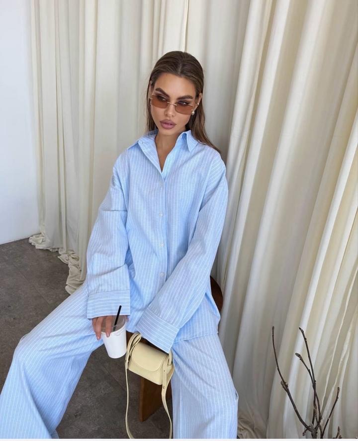 Пижамный костюм розовый и голубой