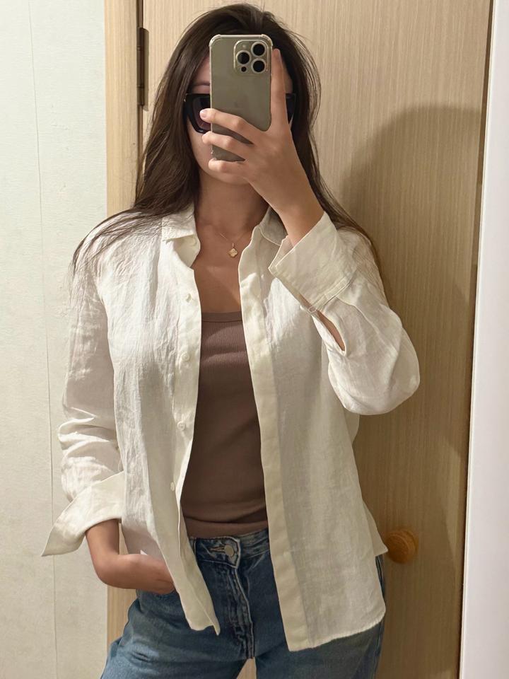 Белая рубашка 100% лен ZARA