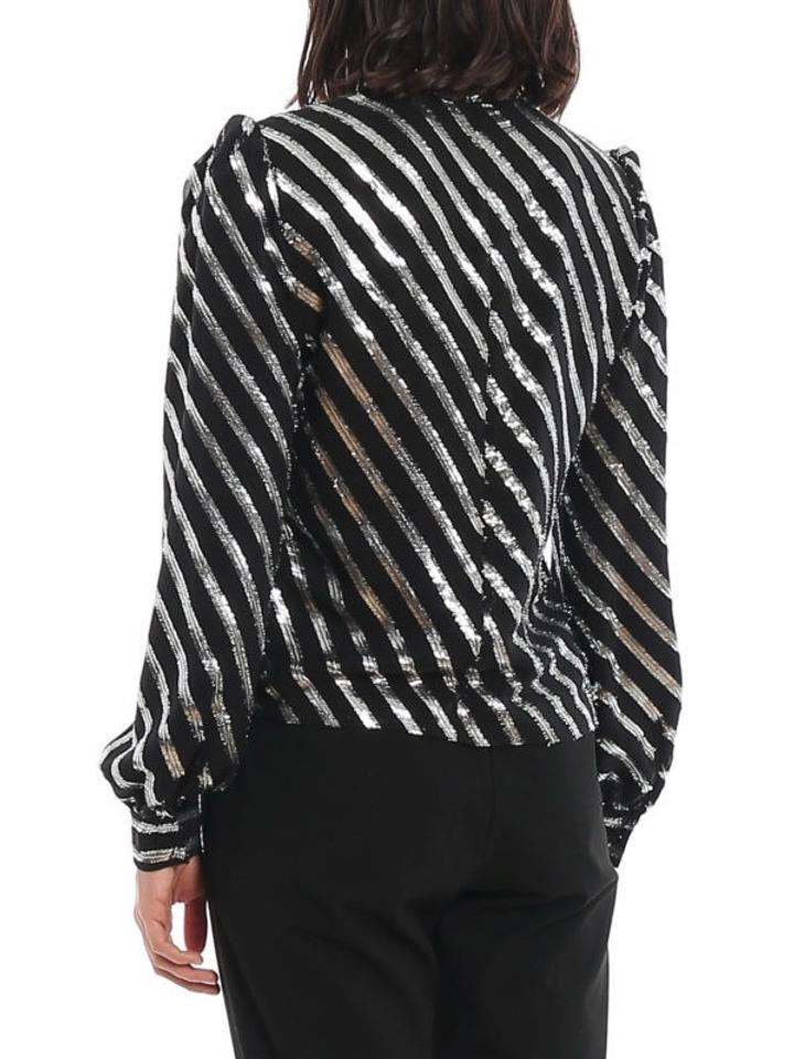 Блузка Michael Kors с металлическими. Silk high collar blouse featuring silver-