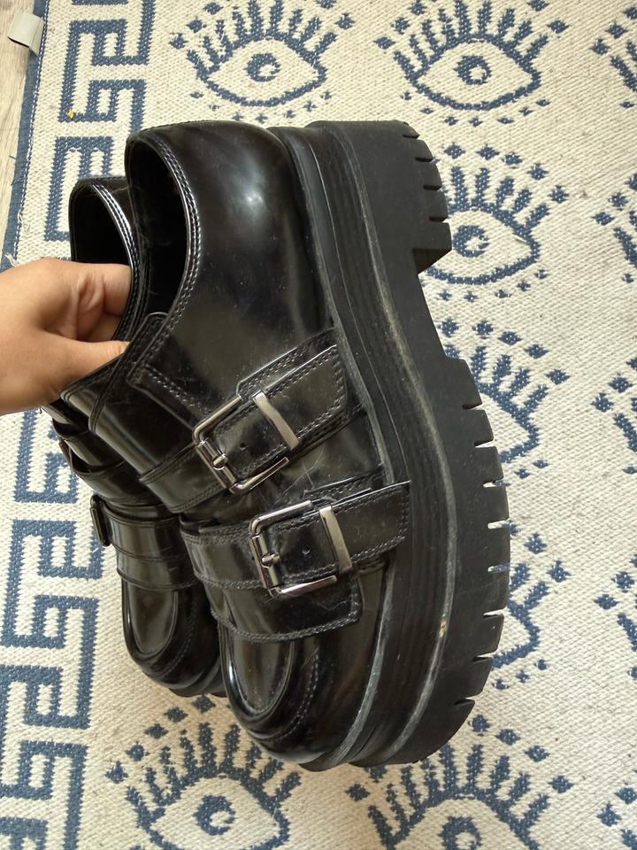 Bershka black Chunky Buckle Platform