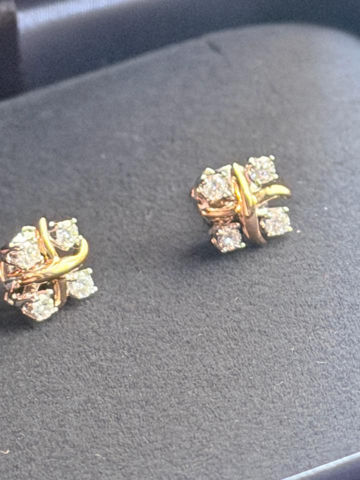 Серьги из желтого золота и платины с