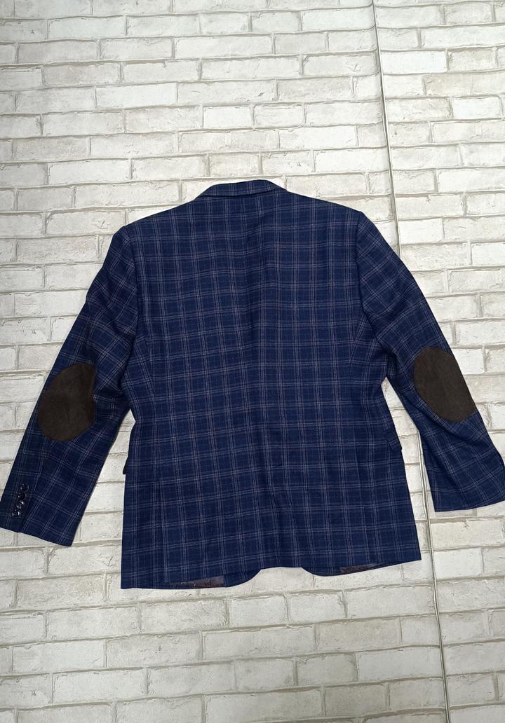 Мужской пиджак повседневный синий в клетку