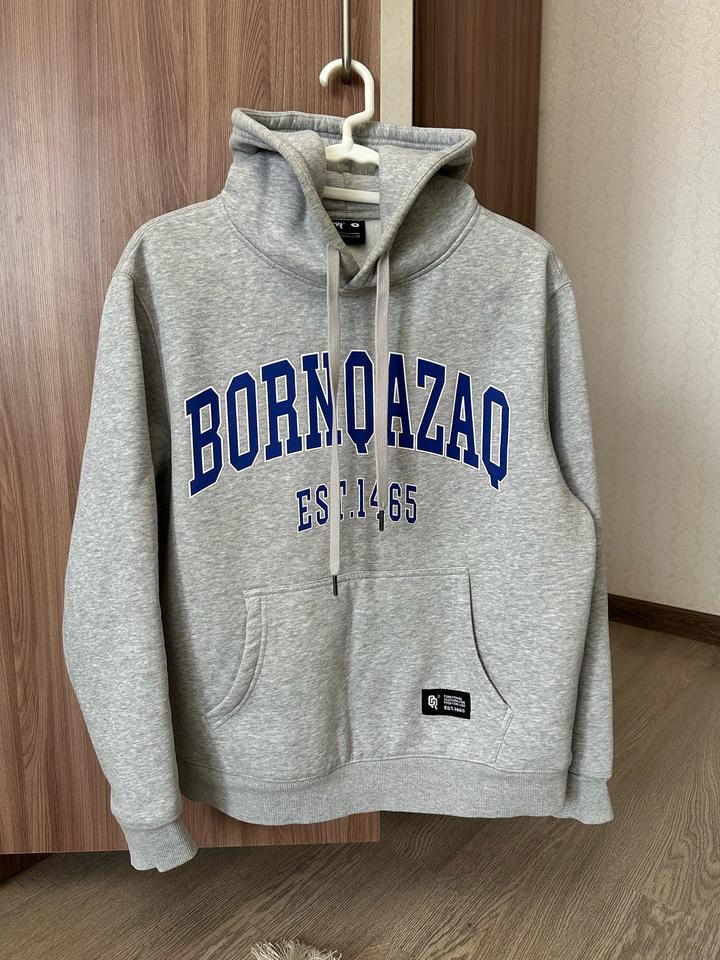 Худи QAZAQ REPUBLIC born qazaq серый