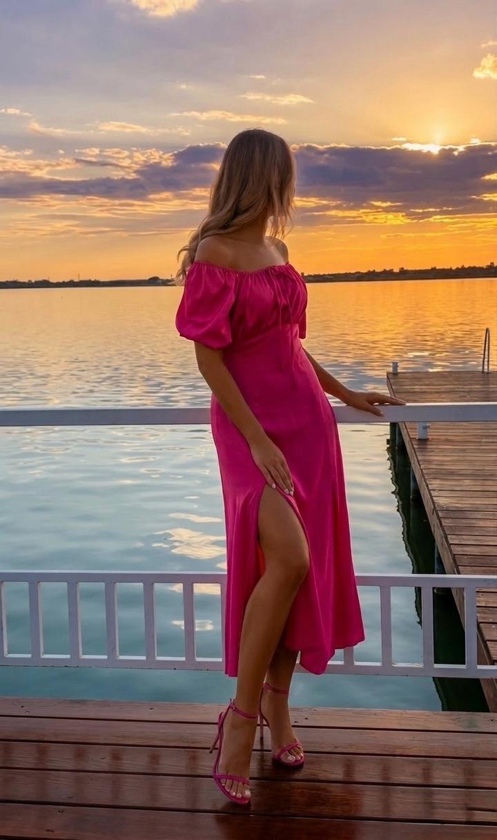 Роскошное розовое платье