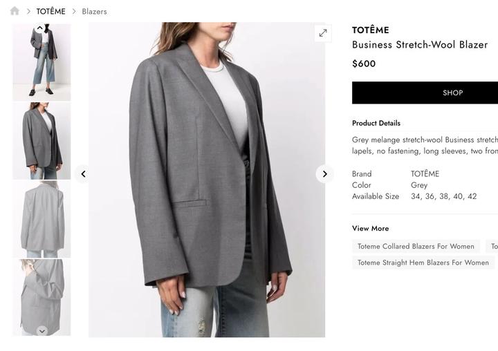 Серый пиджак от TOTEME