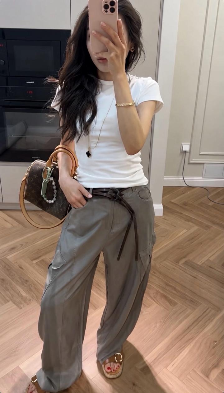 Брюки карго из 100% льна