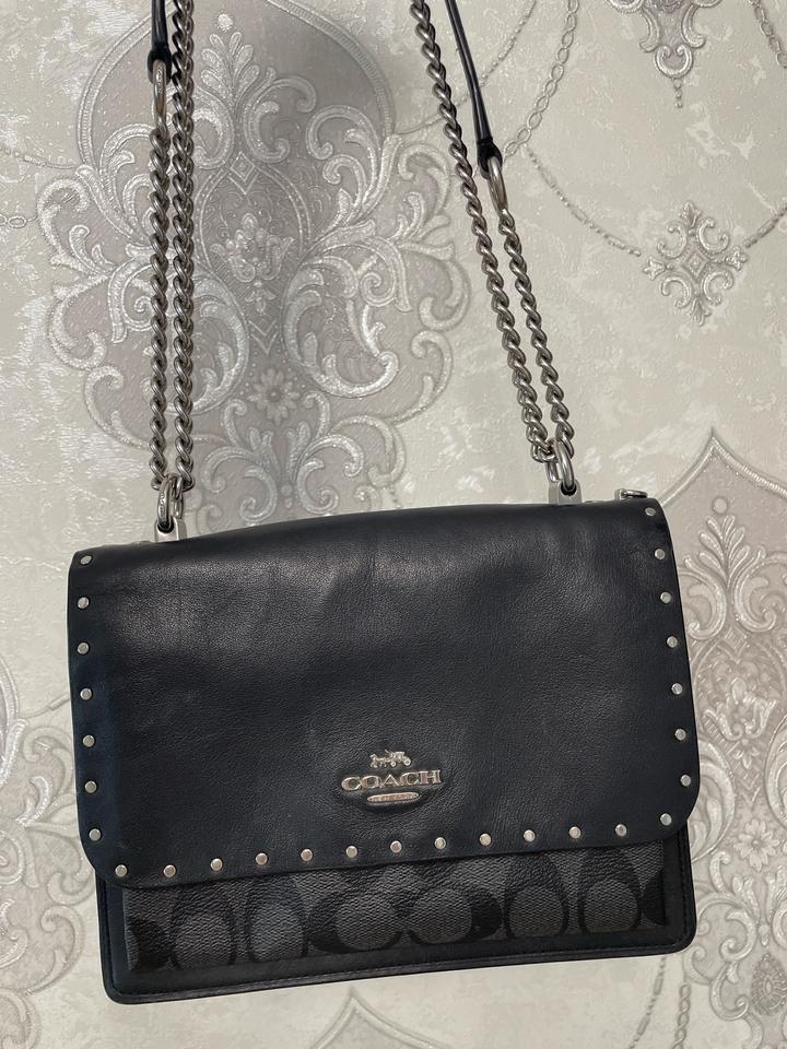 Черная новая кожаная сумка оригинал Coach