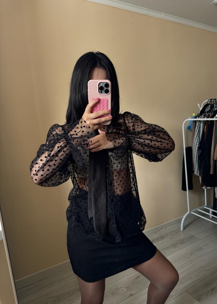 Прозрачная блуза с поясом