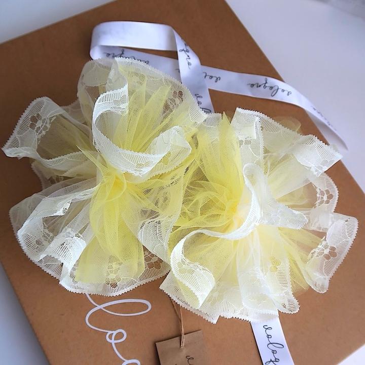 Банты на резинке, 2 шт, 17 см, желтый