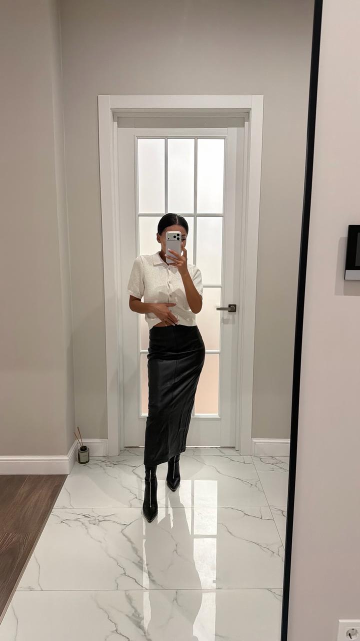 Юбка карандаш из эко кожи