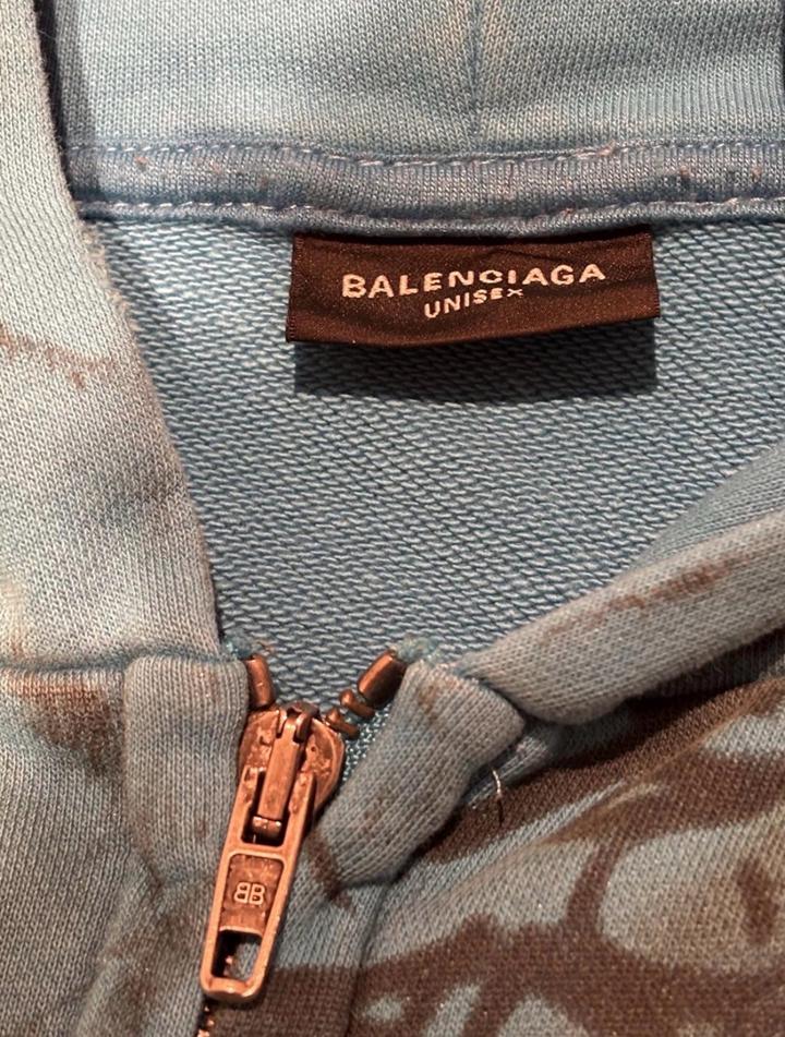Balenciaga Skater Zip Hoodie Blue