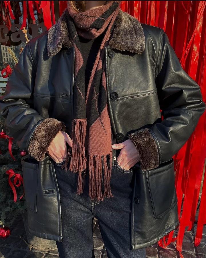 Кожаная дубленка