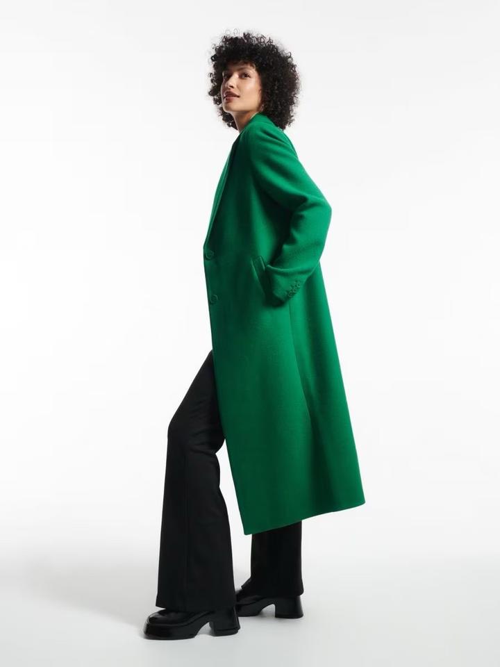 Пальто длинное зеленое
