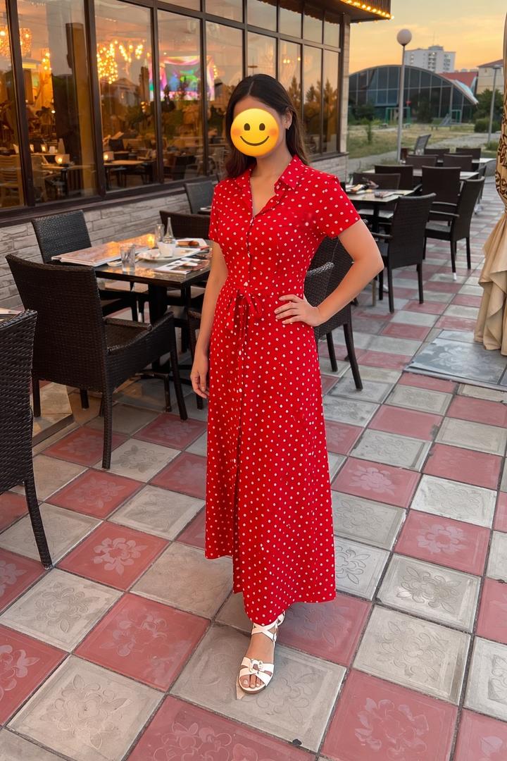 Красное платье-рубашка