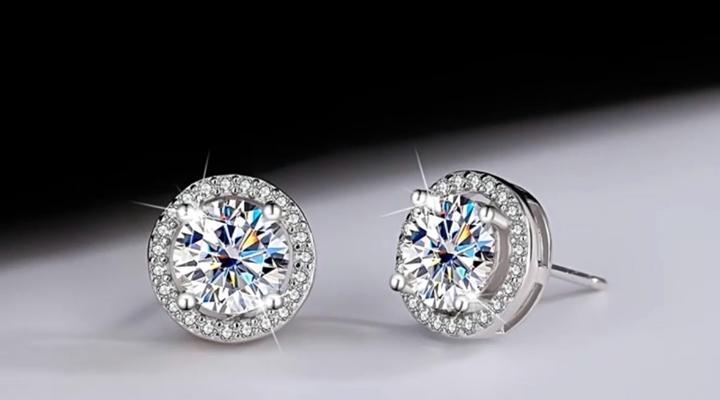 Пусеты по 2 карату, Муассанит GRA | Серебро 925