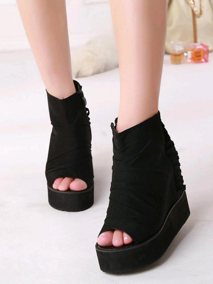 Новые ботильоны 37 р на платформе 12 см туфли ботинки черные с открытым носком