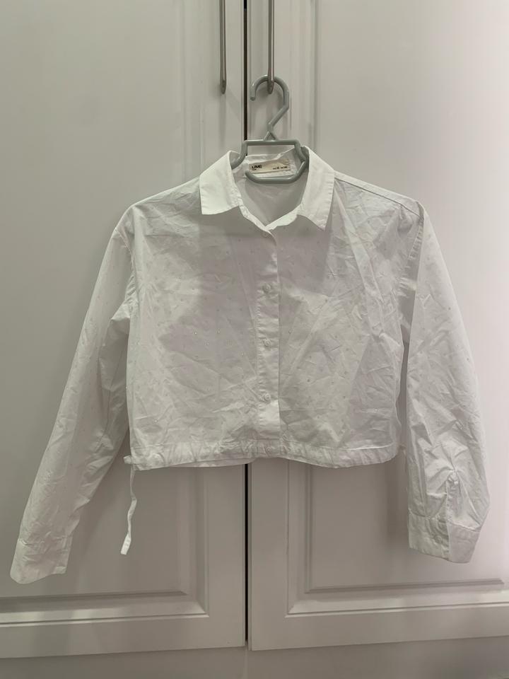 белая рубашка со стразами LIME 140 см