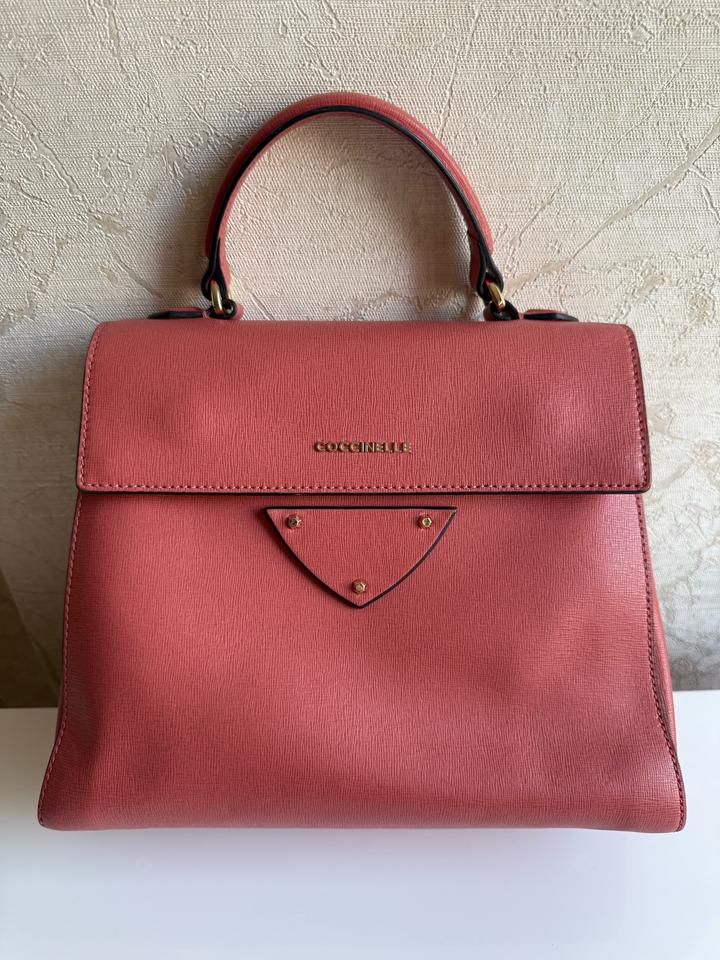Сумка COCCINELLE оригинал в сафьяновой коже, терракотовый цвет