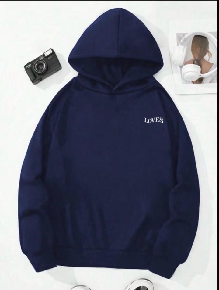 Темно синий oversize худи