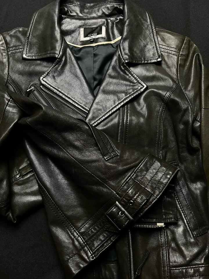 Leather asymmetric zip jacket