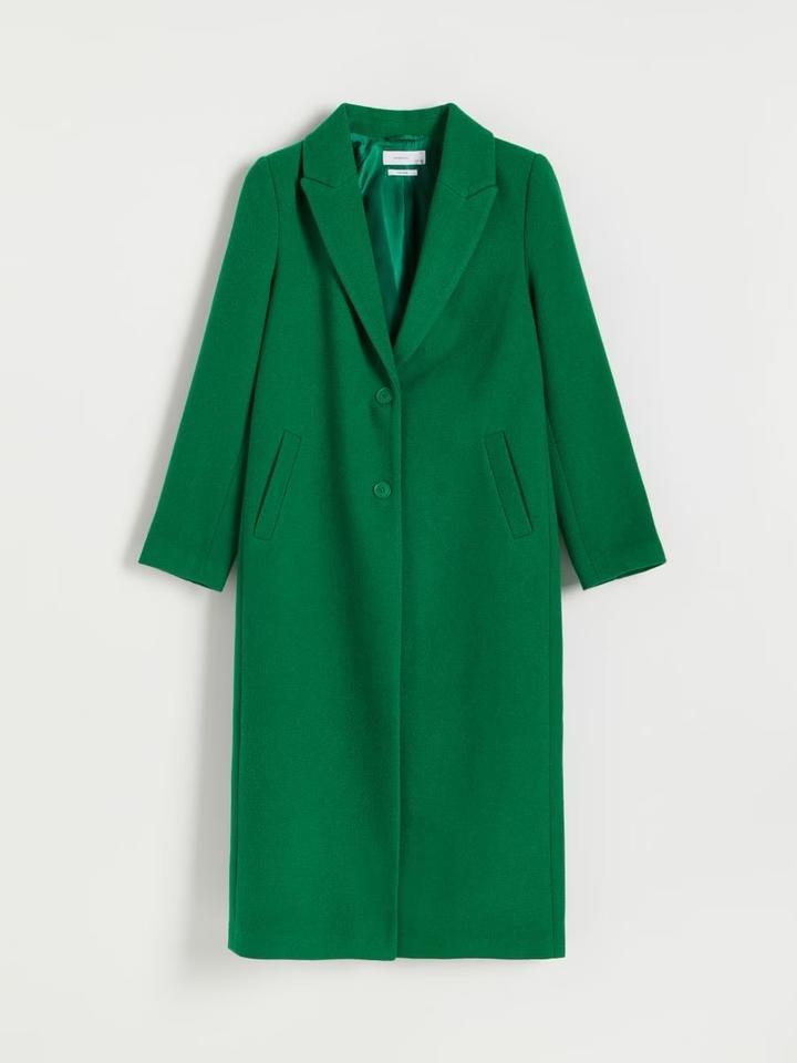 Пальто длинное зеленое