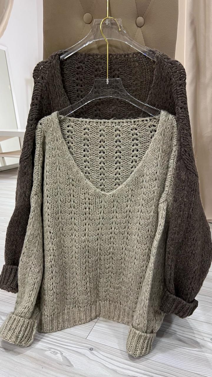 Пуловер ажурный